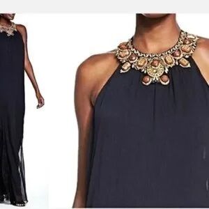 Alice + Olivia RAVI Beaded Haller Neck
Maxi Dress Black - Small